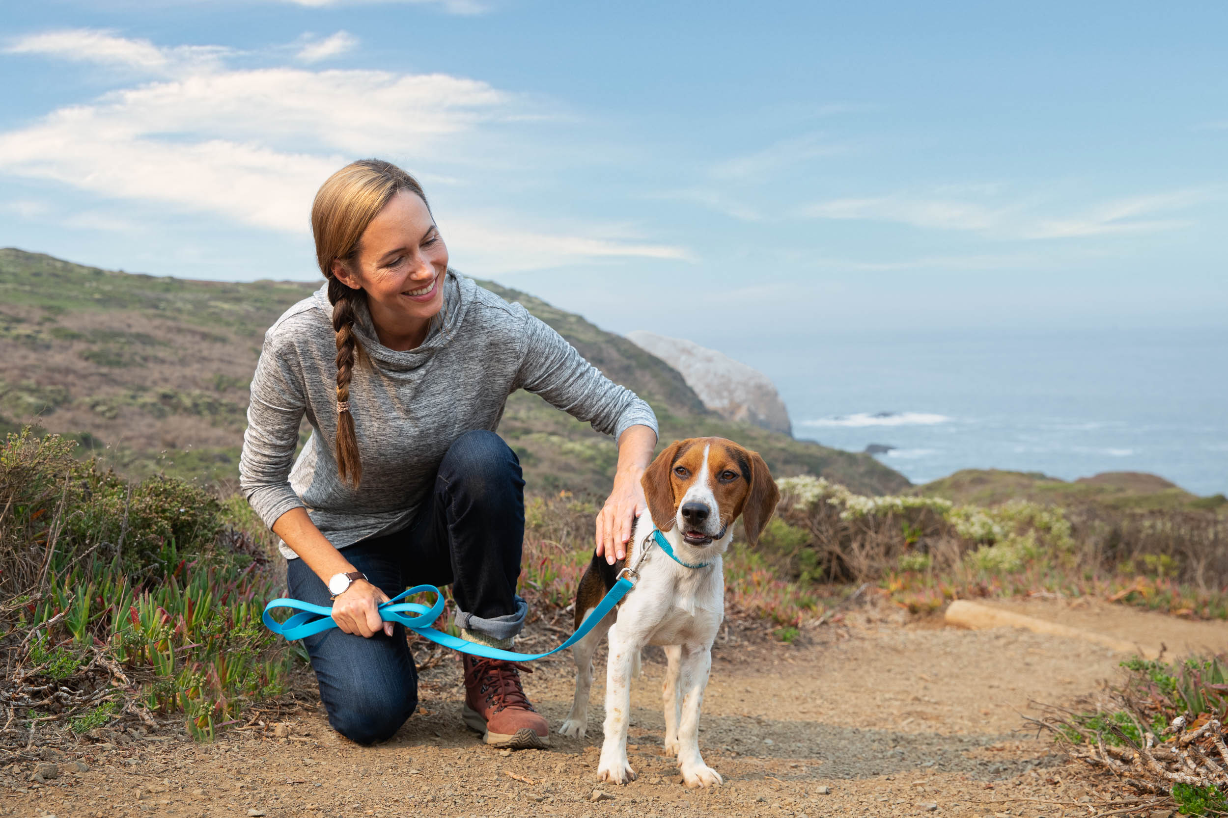 Pet and People Photo | Woman On Trail with Beagle by Mark Rogers