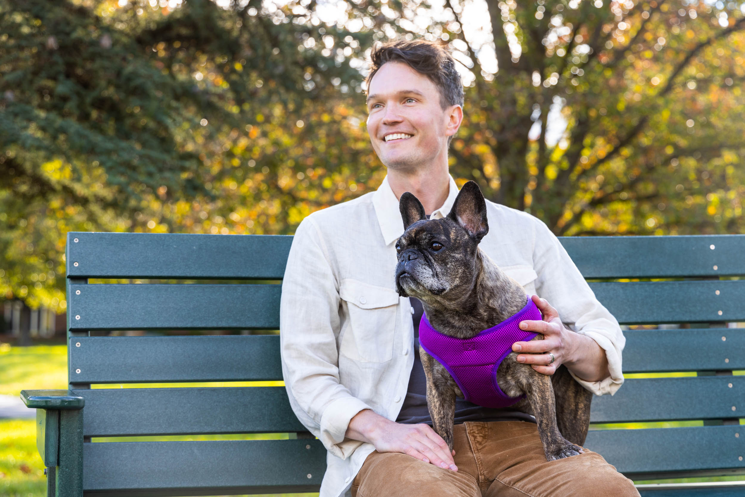 Pet and People Photography | Man with Dog on Bench by Mark Rogers